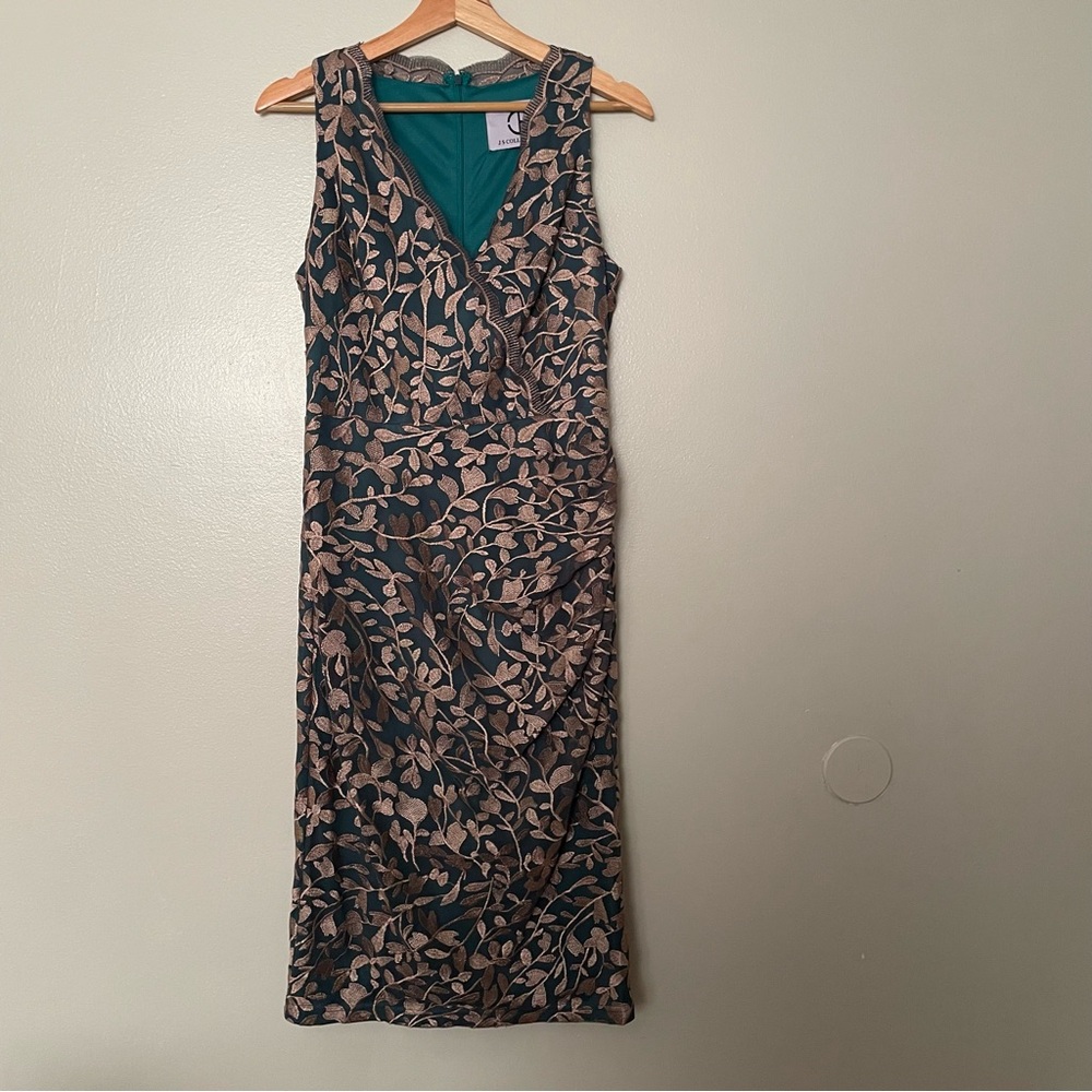 MIDI V-Neck Elegant Sleeveless Leaf Print Dress